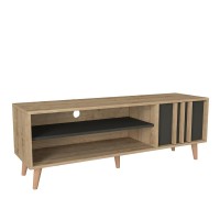 Έπιπλο Τηλεόρασης ArteLibre ANDROS Φυσικό-Ανθρακί Μοριοσανίδα-Μελαμίνη 140x40x50cm