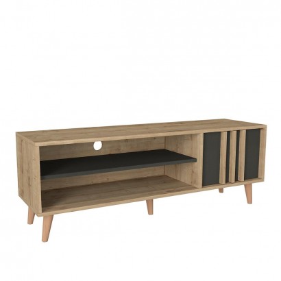 Έπιπλο Τηλεόρασης ArteLibre ANDROS Φυσικό-Ανθρακί Μοριοσανίδα-Μελαμίνη 140x40x50cm