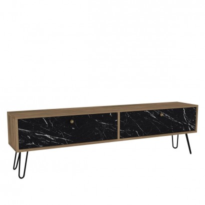 Έπιπλο Τηλεόρασης ArteLibre DRIMA Φυσικό-Μαύρο Μοριοσανίδα-Μελαμίνη 160x30x45cm