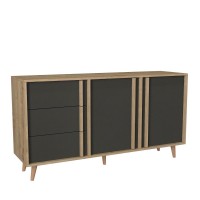 Μπουφές ArteLibre ANDROS Φυσικό-Ανθρακί Μοριοσανίδα-Μελαμίνη 160x45x85cm