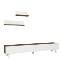 Έπιπλο Τηλεόρασης ArteLibre SIRNA Λευκό-Καρυδί Μοριοσανίδα-Μελαμίνη 180x31x32cm