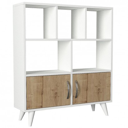 Βιβλιοθήκη ArteLibre SYMI Λευκό-Φυσικό Μοριοσανίδα-Μελαμίνη 90x22x105cm