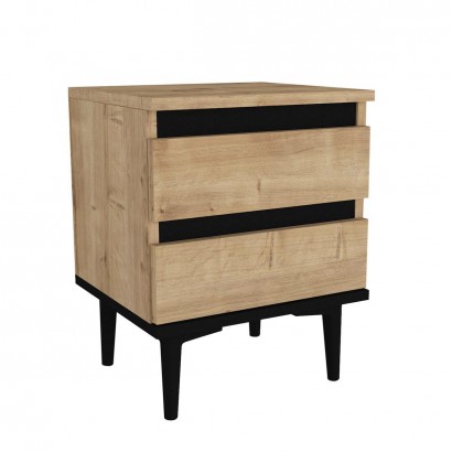 Κομοδίνο ArteLibre ABBOT Φυσικό-Μαύρο Μοριοσανίδα-Μελαμίνη 40x35x50.6cm