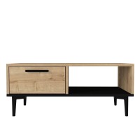 Τραπεζάκι Σαλονιού ArteLibre BANNO Φυσικό-Μαύρο Μοριοσανίδα-Μελαμίνη 90x60x38cm