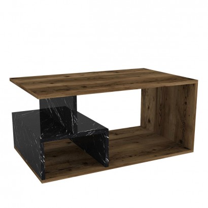 Τραπεζάκι Σαλονιού ArteLibre DRAKE Καρυδί-Μαύρο Μοριοσανίδα-Μελαμίνη 90x54x42cm