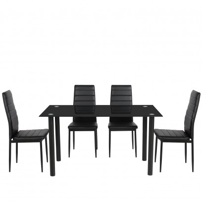 Σετ Τραπεζαρίας (4+1) ArteLibre TAGETES Μαύρο 120x70x75cm