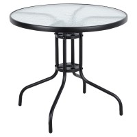 Τραπέζι Κήπου ArteLibre EARTH Μαύρο Μέταλλο-Γυαλί Φ80x70cm