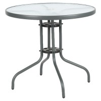 Τραπέζι Κήπου ArteLibre EARTH Γκρι Μέταλλο-Γυαλί Φ80x70cm