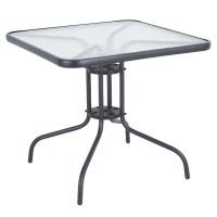 Τραπέζι Κήπου ArteLibre MARS Γκρι Μέταλλο-Γυαλί 80x80x70cm
