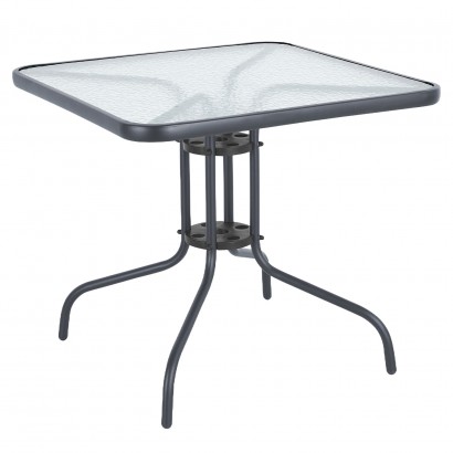 Τραπέζι Κήπου ArteLibre MARS Γκρι Μέταλλο-Γυαλί 80x80x70cm