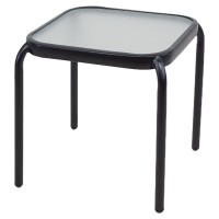 Τραπέζι Κήπου ArteLibre VEGA Μαύρο Μέταλλο-Γυαλί 40x40x43cm