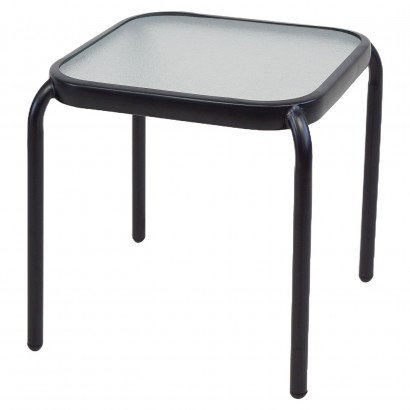 Τραπέζι Κήπου ArteLibre VEGA Μαύρο Μέταλλο-Γυαλί 40x40x43cm