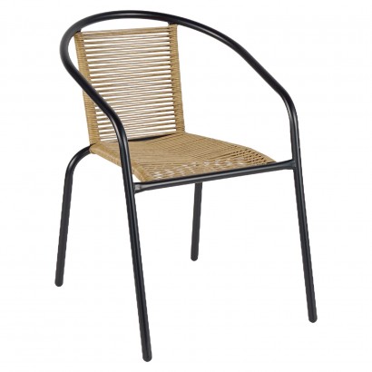 Καρέκλα Κήπου ArteLibre ATLAS Φυσικό-Μαύρο Μέταλλο-Rattan 54x63x75cm