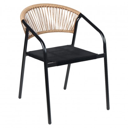 Καρέκλα Κήπου ArteLibre LUNA Φυσικό-Μαύρο Μέταλλο-Rattan 54x60x75cm