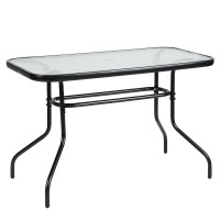 Τραπέζι Κήπου ArteLibre VULCAN Μαύρο Μέταλλο-Γυαλί 110x60x70cm