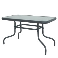 Τραπέζι Κήπου ArteLibre VULCAN Γκρι Μέταλλο-Γυαλί 110x60x70cm