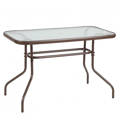 Τραπέζι Κήπου ArteLibre VULCAN Καφέ Μέταλλο-Γυαλί 110x60x70cm