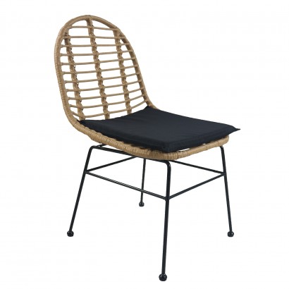 Καρέκλα Κήπου ArteLibre ACCIUS Φυσικό-Μαύρο Μέταλλο-Rattan 49x56x84cm Καρέκλα Κήπου ArteLibre ACCIUS Φυσικό-Μαύρο Μέταλλο-Rattan 49x56x84cm