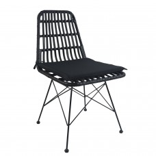 Καρέκλα Κήπου ArteLibre ALFONSE Μαύρο Μέταλλο-Rattan 47x62x81cm