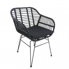 Καρέκλα Κήπου ArteLibre ACTORIUS Μαύρο Μέταλλο-Rattan 57x53x81cm