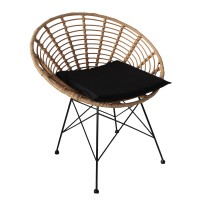Καρέκλα Κήπου ArteLibre AELIUS Φυσικό-Μαύρο Μέταλλο-Rattan 72x62x78cm