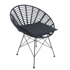 Καρέκλα Κήπου ArteLibre AELIUS Μαύρο Μέταλλο-Rattan 72x62x78cm