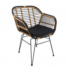 Καρέκλα Κήπου ArteLibre ATINIUS Φυσικό-Μαύρο Μέταλλο-Rattan 58x62x82cm
