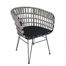 Καρέκλα Κήπου ArteLibre ATRIUS Γκρι-Μαύρο Μέταλλο-Rattan 61x57x80cm