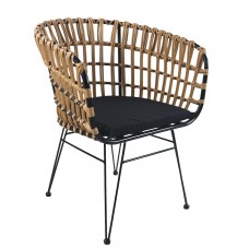 Καρέκλα Κήπου ArteLibre AULIUS Φυσικό-Μαύρο Μέταλλο-Rattan 57x60x78.5cm