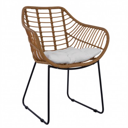 Πολυθρόνα Κήπου ArteLibre ABURIUS Φυσικό-Μαύρο Rattan-Μέταλλο 63x60x83.5cm Πολυθρόνα Κήπου ArteLibre ABURIUS Φυσικό-Μαύρο Rattan-Μέταλλο 63x60x83.5cm