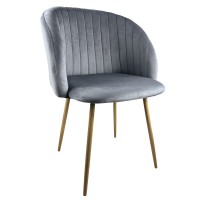 Καρέκλα ArteLibre KINGFISHER Γκρι Βελούδο-Μέταλλο-Ξύλο 54x55x83cm