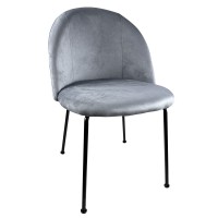 Καρέκλα Τραπεζαρίας ArteLibre TROUTMAN Γκρι-Μαύρο Βελούδο-Μέταλλο 58x50x80cm