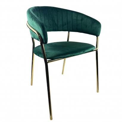 Καρέκλα Τραπεζαρίας ArteLibre MINTHORNE Κυπαρισσί-Χρυσό Βελούδο-Μέταλλο 54x53x80cm