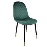 Καρέκλα Τραπεζαρίας ArteLibre BEDFORD Κυπαρισσί-Μαύρο Βελούδο-Μέταλλο 53x44x86cm