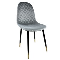 Καρέκλα Τραπεζαρίας ArteLibre BEDFORD Γκρι-Μαύρο Βελούδο-Μέταλλο 53x44x86cm