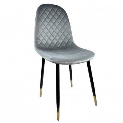 Καρέκλα Τραπεζαρίας ArteLibre BEDFORD Γκρι-Μαύρο Βελούδο-Μέταλλο 53x44x86cm