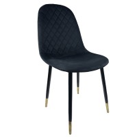 Καρέκλα Τραπεζαρίας ArteLibre BEDFORD Μαύρο Βελούδο-Μέταλλο 53x44x86cm