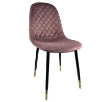 Καρέκλα Τραπεζαρίας ArteLibre BEDFORD Σάπιο Μήλο-Μαύρο Βελούδο-Μέταλλο 53x44x86cm