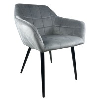 Καρέκλα Τραπεζαρίας ArteLibre GRAHAM Γκρι-Μαύρο Βελούδο-Μέταλλο 57x43x82cm