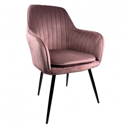Καρέκλα Τραπεζαρίας ArteLibre MYRTLE Σάπιο Μήλο-Μαύρο Βελούδο-Μέταλλο 57x43x82cm