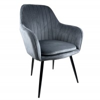 Καρέκλα Τραπεζαρίας ArteLibre MYRTLE Γκρι-Μαύρο Βελούδο-Μέταλλο 57x43x82cm