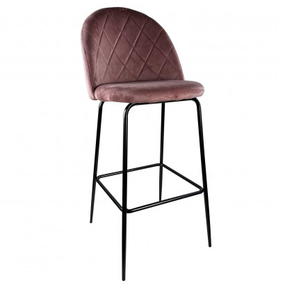 Σκαμπό Bar ArteLibre UNDERHILL Σάπιο Μήλο-Μαύρο Βελούδο-Μέταλλο 45x53x107cm