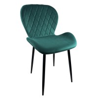 Καρέκλα Τραπεζαρίας ArteLibre LOWERY Πράσινο-Μαύρο Βελούδο-Μέταλλο 59x52x82cm