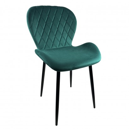 Καρέκλα Τραπεζαρίας ArteLibre LOWERY Πράσινο-Μαύρο Βελούδο-Μέταλλο 59x52x82cm