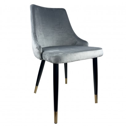Καρέκλα Τραπεζαρίας ArteLibre QUEENS Γκρι-Μαύρο Βελούδο-Μέταλλο 51x58x83cm