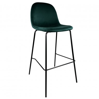 Σκαμπό Bar ArteLibre BROOKLYN Κυπαρισσί-Μαύρο Βελούδο-Μέταλλο 47x51x96cm