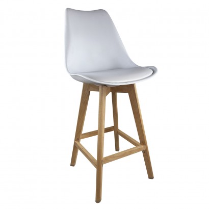 Σκαμπό Bar ArteLibre BRONX Λευκό PP-PU-Ξύλο 57.5x49x105cm