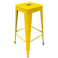 Σκαμπό Bar ArteLibre Βιομηχανικού Τύπου Vintage SILANO Κίτρινο Μέταλλο 42x42x76cm