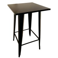 Τραπέζι Bar ArteLibre Βιομηχανικού Τύπου Vintage ARTEKTO Μαύρο Μέταλλο-Ξύλο 60x60x103cm