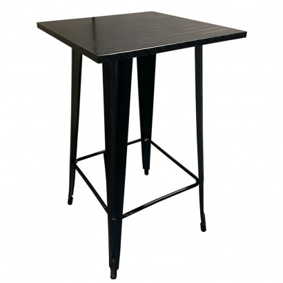 Τραπέζι Bar ArteLibre Βιομηχανικού Τύπου Vintage ARTEKTO Μαύρο Αντικέ Μέταλλο-Ξύλο 60x60x103cm
